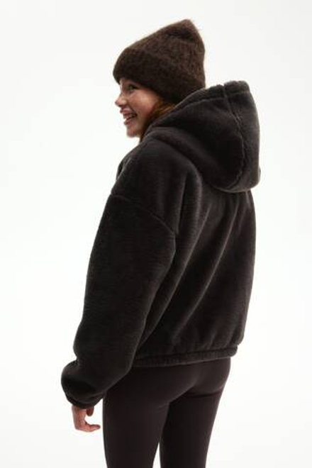 H&M Мягкая куртка с капюшоном и застежкой-молнией, темно-коричневый