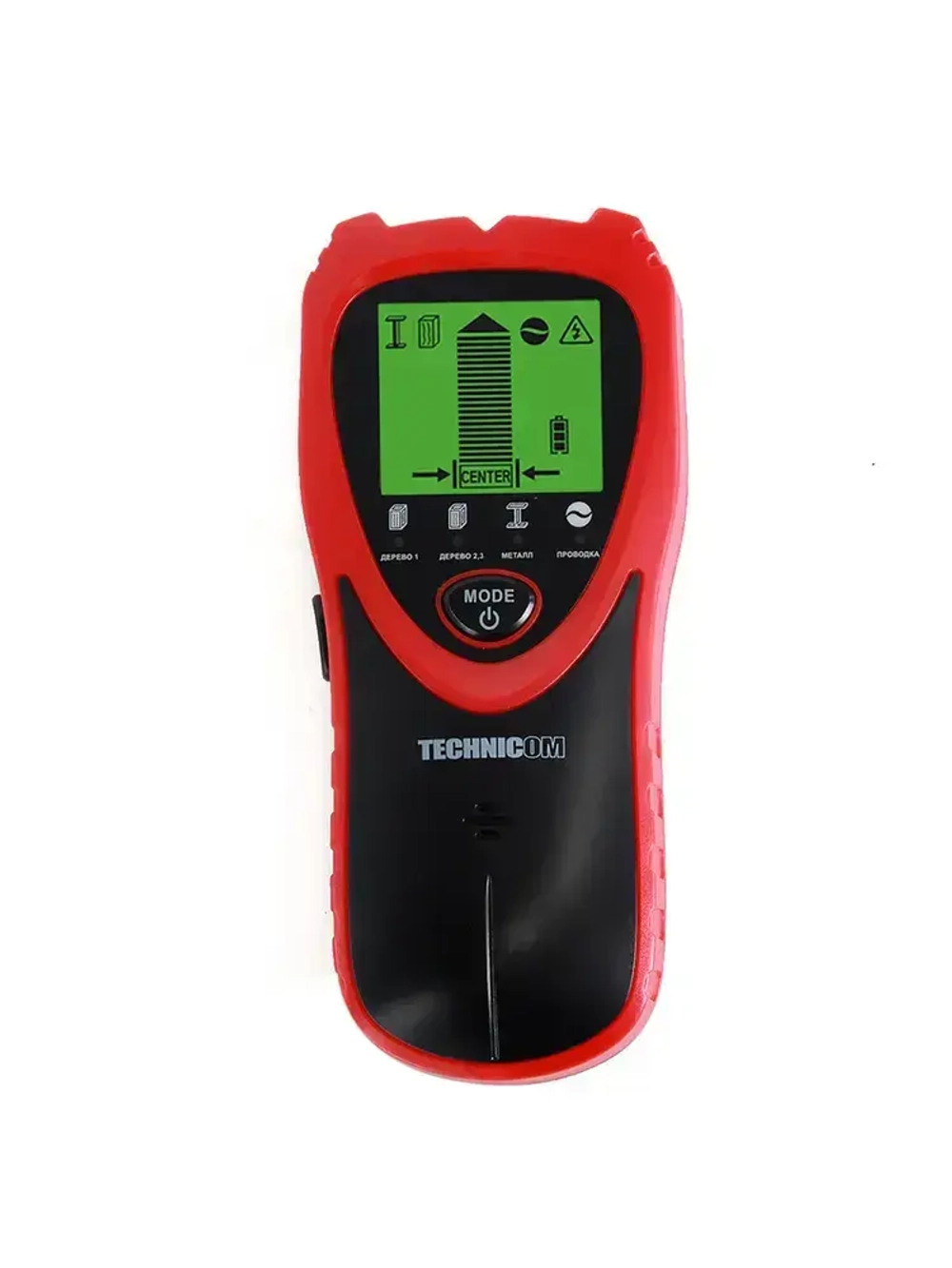Электронный детектор дерева, металла и электропроводки TECHNICOM TC-ED101MW, 1х9В, 25-60мм глубина обнаружения