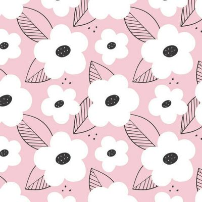 Цветы с листочками на розовом фоне