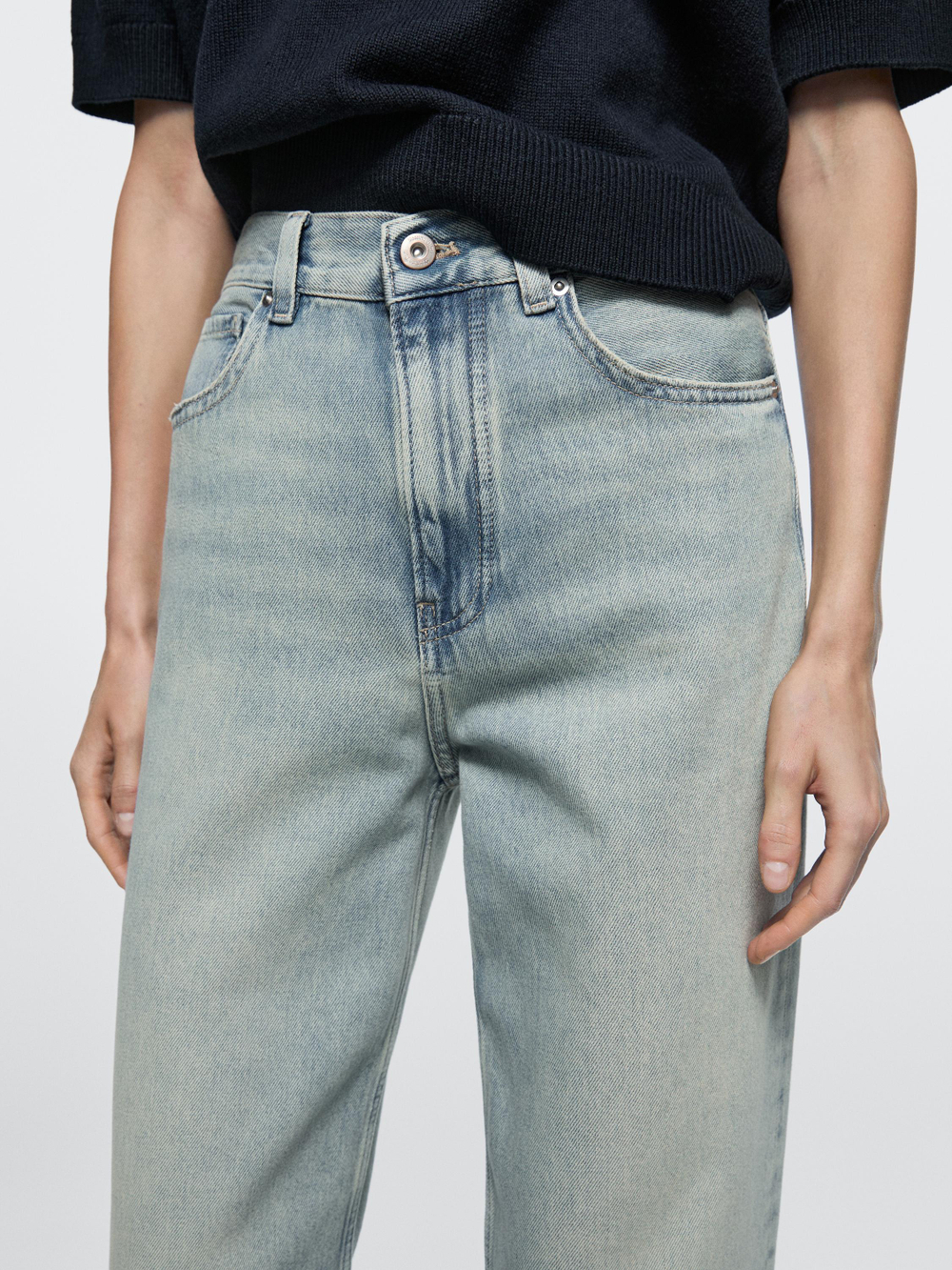 Massimo Dutti Джинсы с высокой талией и широкими штанинами, синий