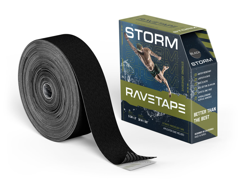 Кинезиотейп RaveTape STORM 5×32 — Черный (BLACK)
