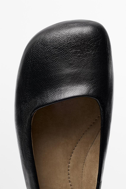Massimo Dutti Кожаные балетки с квадратным носком, черный