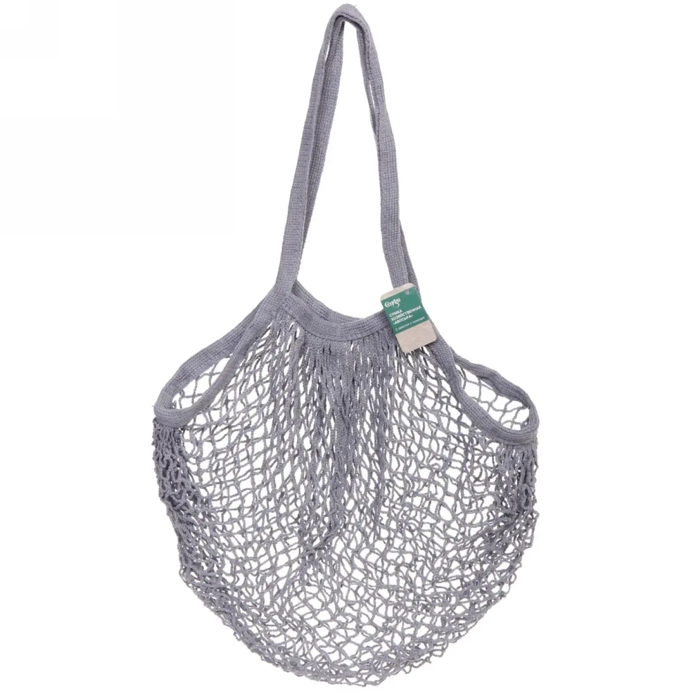 Сумка - шоппер авоська «ТРЕНДИ», цвет серый, 37*62см (лейбл Селфи)