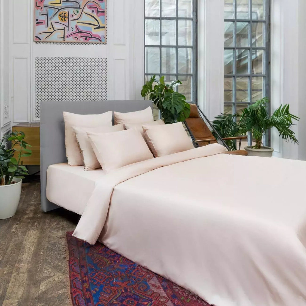 Простыня на резинке 140x200x30 Mollen пудровая