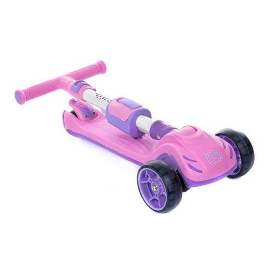 Самокат-беговел 3 в 1 Scooter Micar Transformer складной со светящимися колесами, сиденьем и родительской ручкой розовый