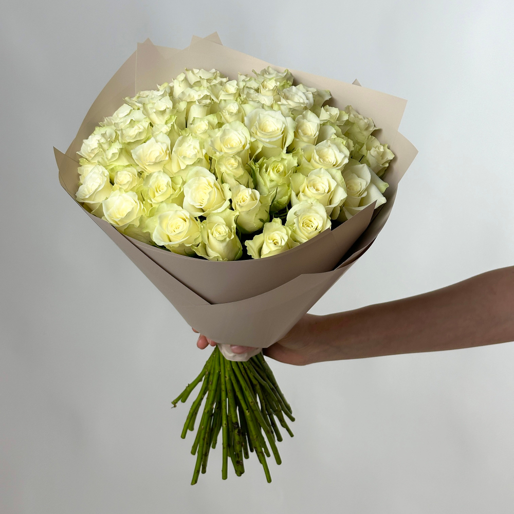 Flower bouquet of 51 white Kenyan roses