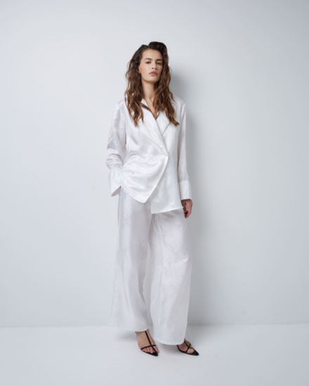 Костюм в пижамном стиле из вискозы Гуччи белый