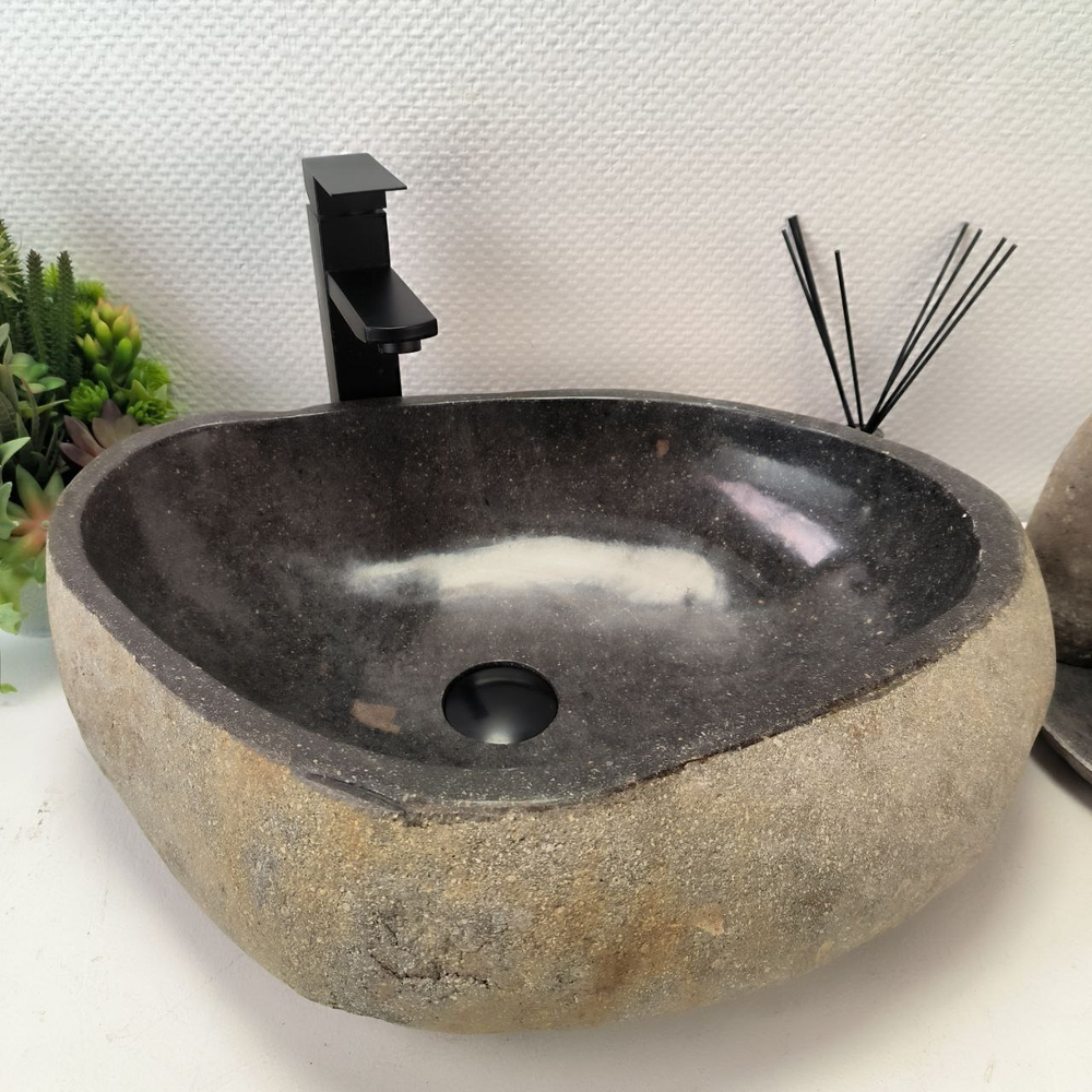 Каменная раковина из речного камня RS-63430 (52*40*15) 0123