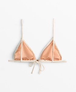 OYSHO Топ бикини с треугольными чашками из кроше, экрю