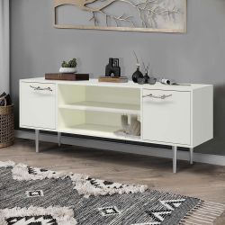 Тумба под ТВ Арт Колор matte 155см Стайл Сильвер Белый опал матовый