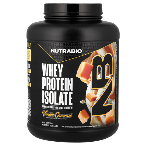 NutraBio, изолят сывороточного протеина, со вкусом ванили и карамелью, 2268 г (5 фунтов)