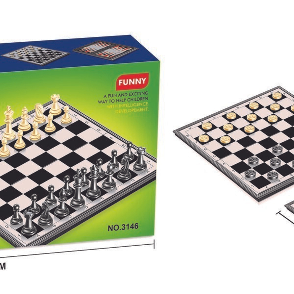 Игра настольная 3 в 1 Шахматы+Нарды+Шашки, 24*24 см