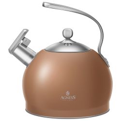 ЧАЙНИК AGNESS СО СВИСТКОМ 3,2Л, ТЕРМОАККУМУЛИРУЮЩЕЕ ДНО, 304 СТАЛЬ, ИНДУКЦИЯ
