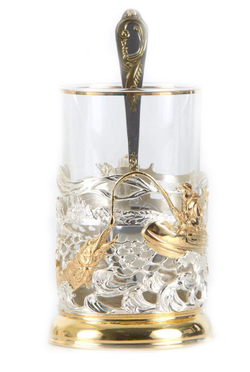 Подстаканник Рыбалка с позолотой