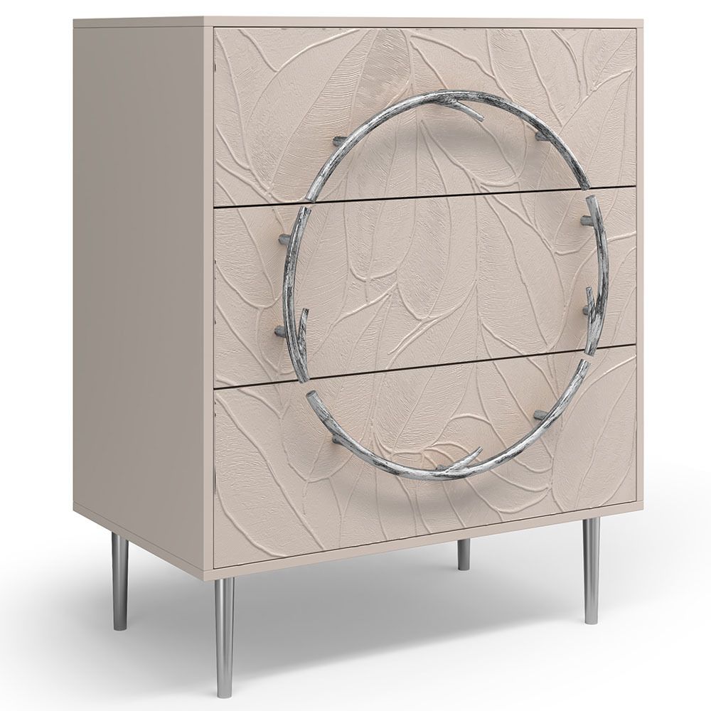 Комод Арт Колор leaves с 3-мя ящиками Стайл Сильвер Серый агат