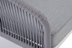 "Канны" диван модульный плетеный из роупа, каркас алюминий белый, роуп светло-серый круглый, ткань светло-серая