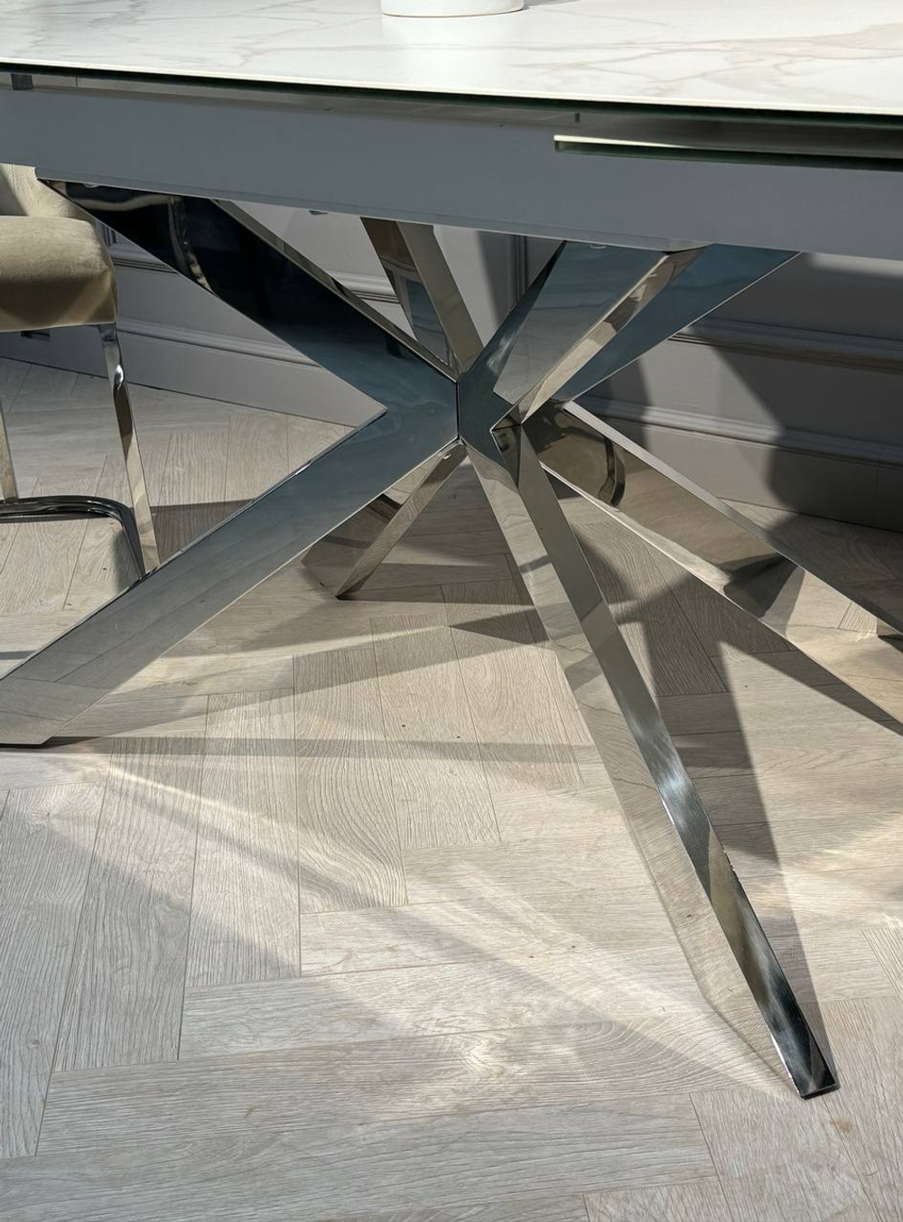 Стол обеденный Ist Casa раскладной Иллюзион, 160(240)х90х76 см, белый мрамор