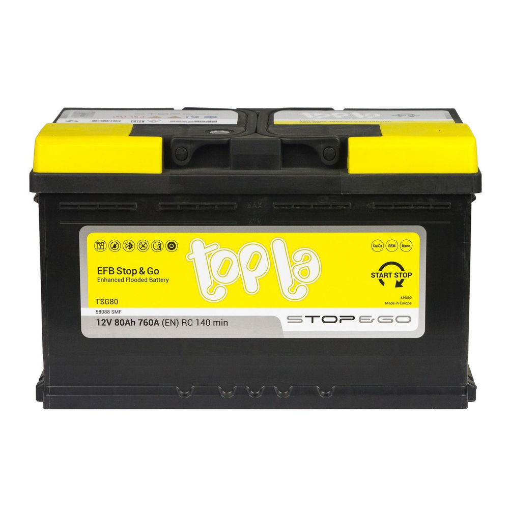 Аккумулятор TOPLA EFB Stop & Go (80Ah, 760A, R+)