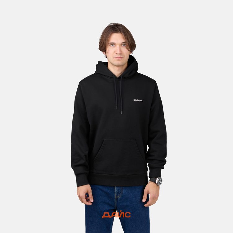 Толстовка мужская Carhartt WIP Script Embroidery Hooded артикул:I033658_black - купить в магазине Дайс
