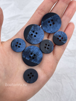 Пуговицы на прокол матовые черные с синими разводами