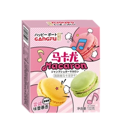 Печенье-сэндвич MACARON с клубничным вкусом и взрывной карамелью, коробка 132 г