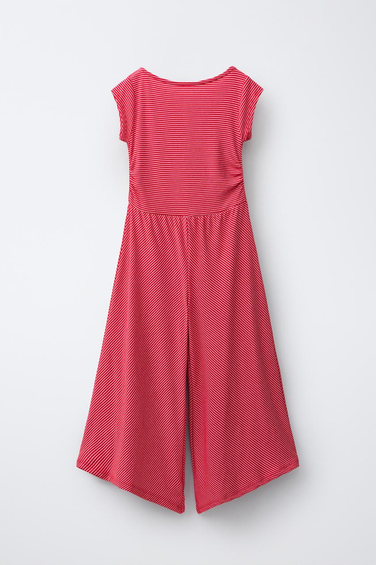 ZARA ДЛИННЫЙ КОМБИНЕЗОН В ПОЛОСКУ, КРАСНЫЙ