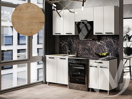 Кухня Элиана 2.0м с окапом 38мм дуб бурнатти