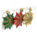 Ёлочные игрушки «Звезда остроконечная» 6см микс цветов (набор 3 шт)