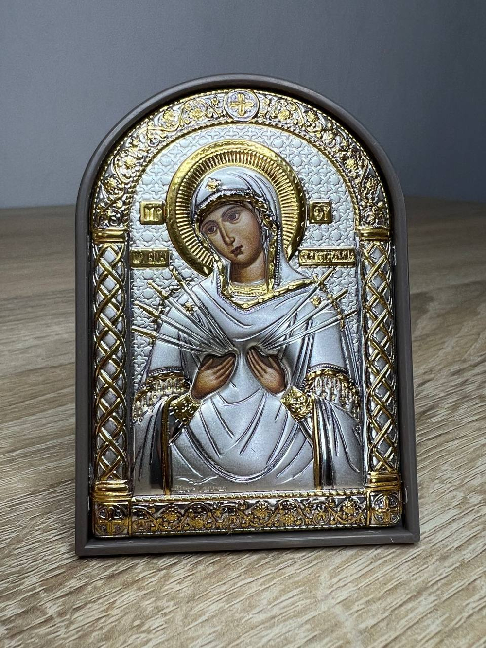 Семистрельная БМ, икона арочная, пластик коричневый 80х115