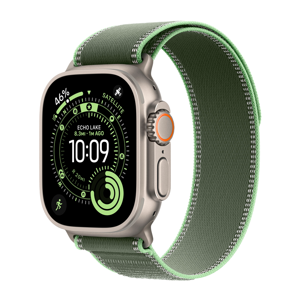 Умные часы Apple Watch Ultra 3 (2025) GPS + Cellular, 49mm, Natural Titanium Case with Green/Neon Trail Loop, M/L