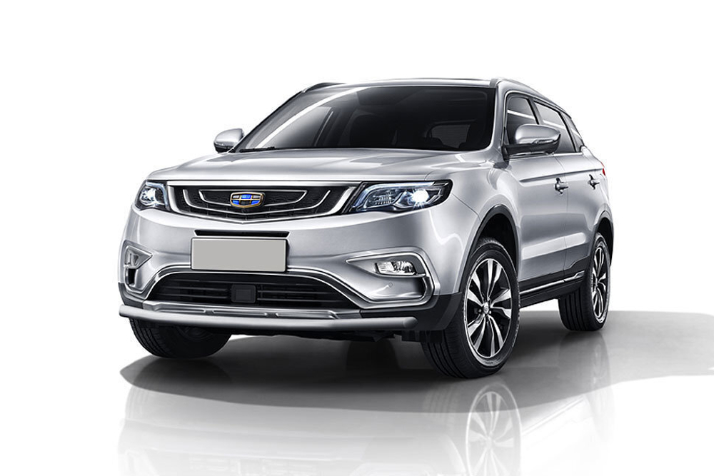 Защита переднего бампера Geely Atlas (2016-2023) d57 серебристая