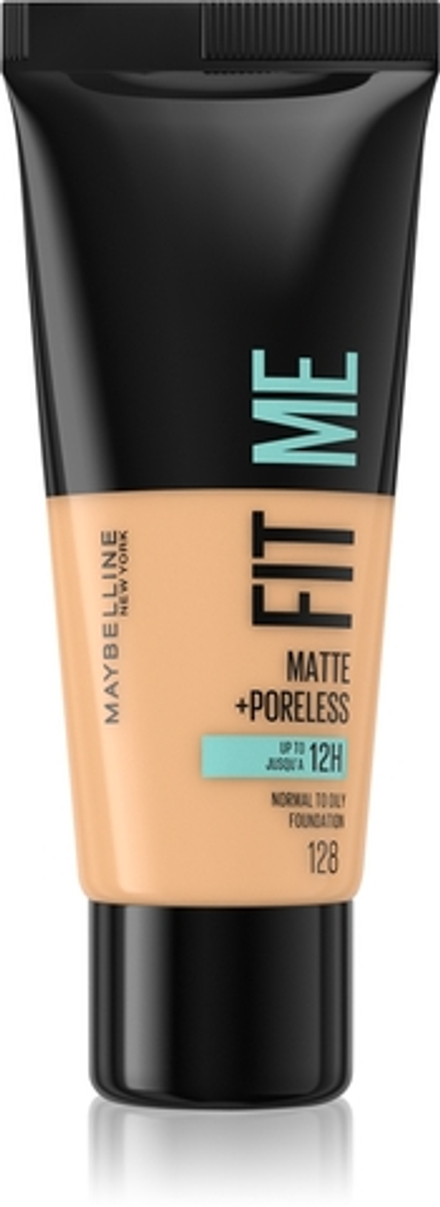 MAYBELLINE NEW YORK Fit Me! Matte+Poreless - Матирующий тональный крем для нормальной и жирной кожи оттенок 128 Warm Nude, 30 ml