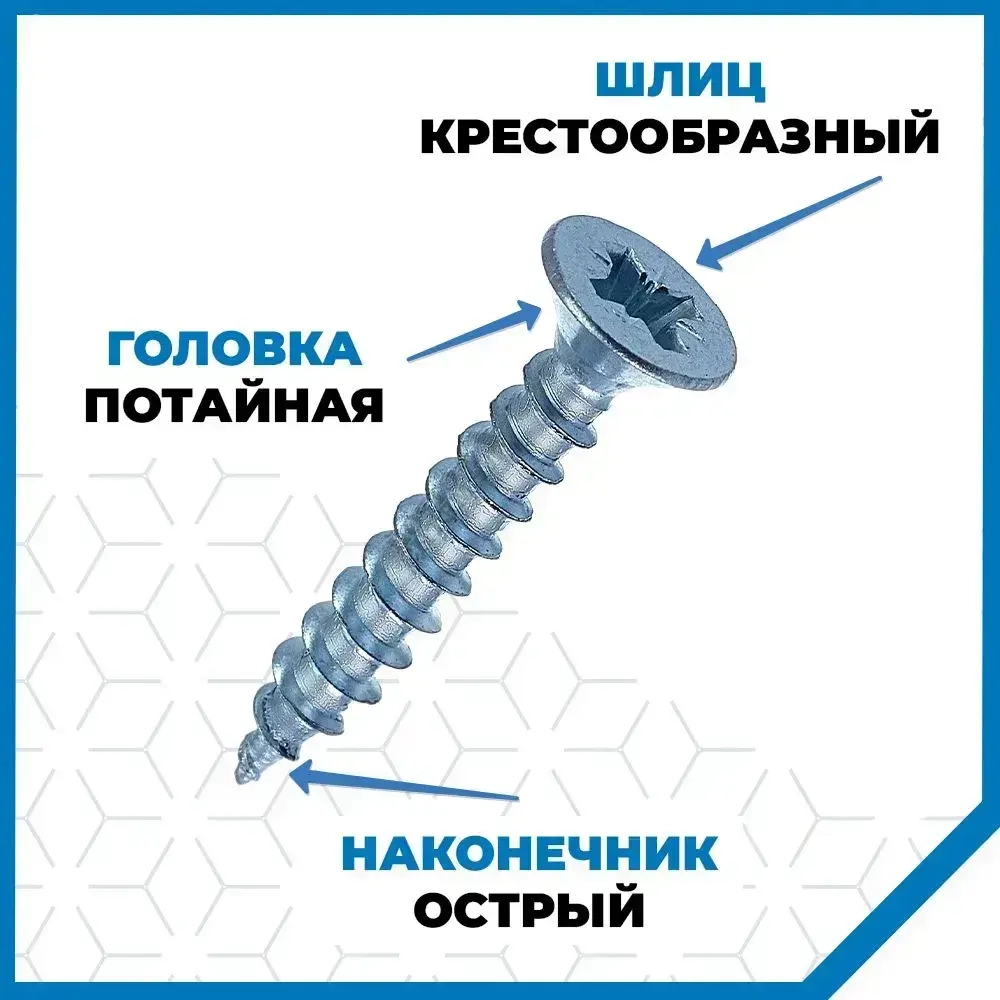 Саморезы Стройметиз универсальные 3х40, сталь, покрытие - цинк, 22 шт.