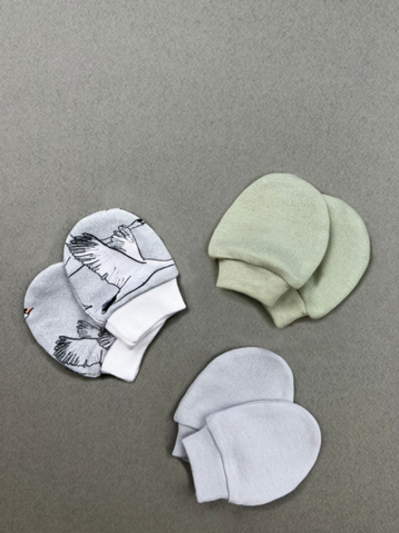 Антицарапки сет из 3х пар LooJoo Журавли / Серый шелк / Шалфей