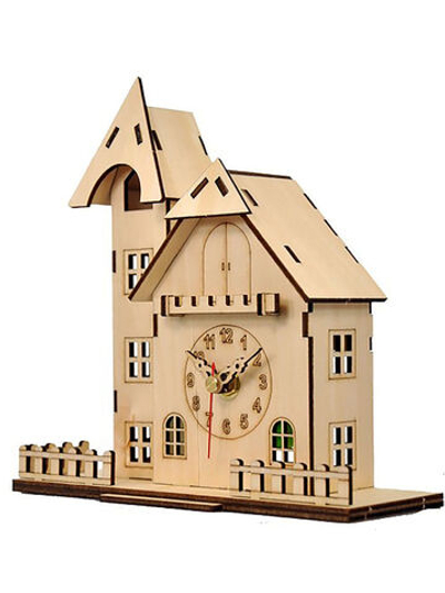 Часы конструктор Домик с башенкой / Домик раскраска / Набор для детского творчества Декор для дома, подарок