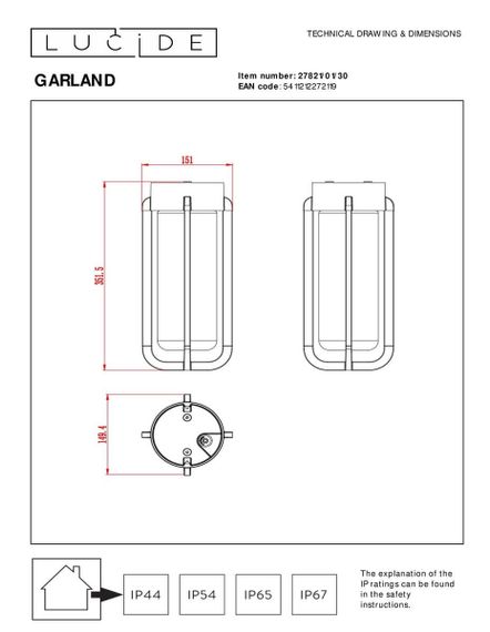Уличный светильник Lucide Garland 27821/01/30