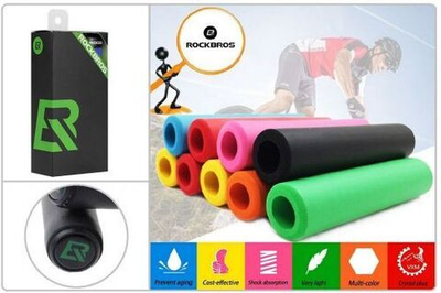 Рукоятки руля (грипсы, комплект) силиконовые "ROCKBROS", для самоката/велосипеда, с барендами, 130 мм (синий, УТ00019066)