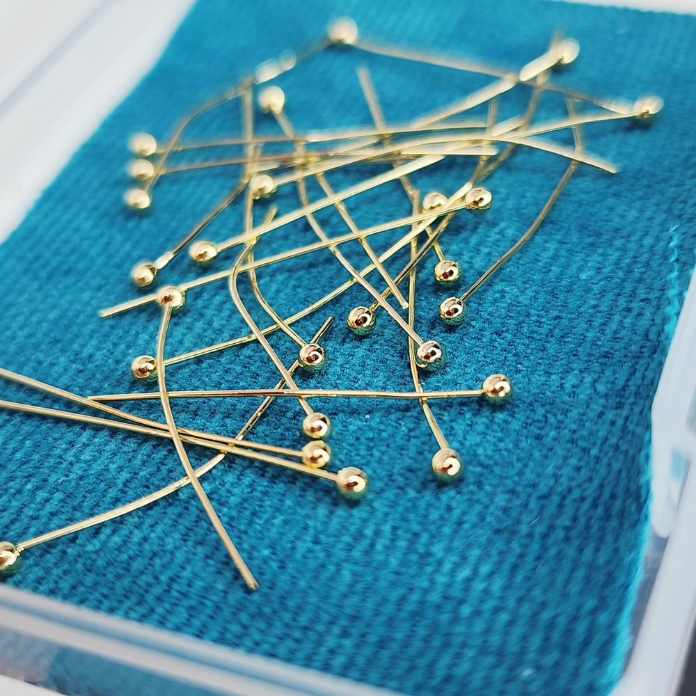 Пины позолота, 25×0.4мм, мягкие, хороши для скрутки, цена за набор 10 шт