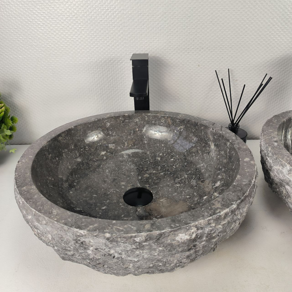 Раковина из мрамора ПАРА! Erozy Grey EM-64666 46*46*15 0185