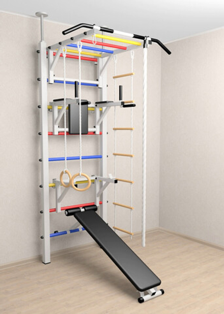 Шведская стенка Sv Sport враспор (Турник рукоход/Брусья/Стойка/Скамья/Канат/Кольца/Лестница)