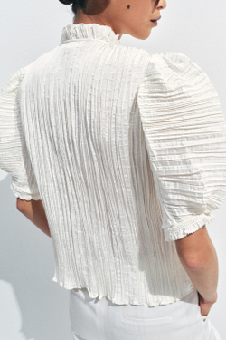 ZARA ПЛИССИРОВАННАЯ БЛУЗА ZW COLLECTION, ЭКРЮ