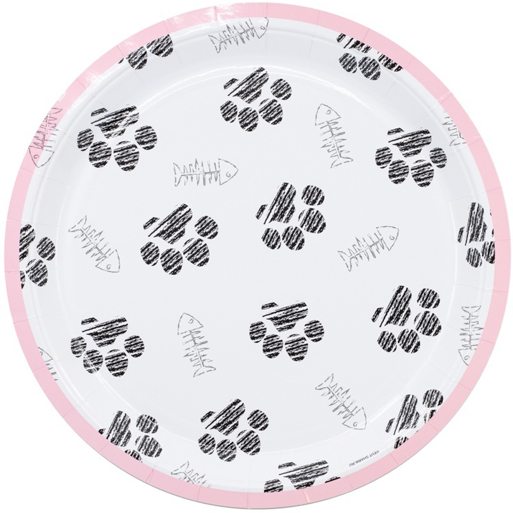 Тарелки бумажные «Лапки котика», 23 см, 6 шт