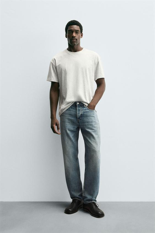 ZARA ДЖИНСЫ STRAIGHT FIT, ВЫЦВЕТШИЙ СИНИЙ