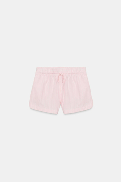 ZARA ШОРТЫ ИЗ ПОПЛИНА В ПОЛОСКУ, РОЗОВЫЙ/БЕЛЫЙ