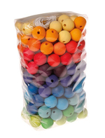 Деревянная шнуровка "Радужные бусы, диаметр 2 см", 180 деталей