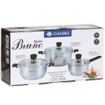 Набор посуды нерж, 6 пр, кастрюли 2.8,4.8 л, ковш 1.4 л, индукц, Daniks, Бруно, SD-A95-6