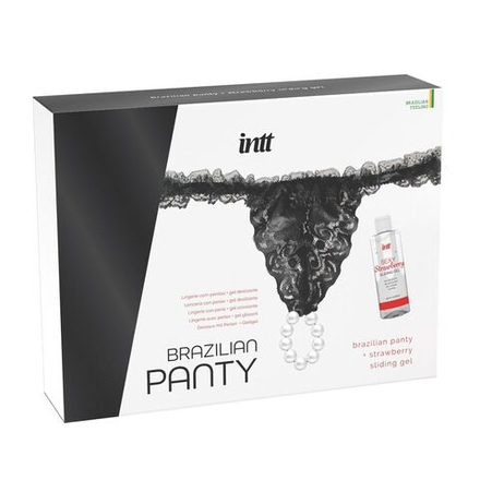 Набор "Brazilian Panty" Sliding Gel Strawberry + повязка (черная)