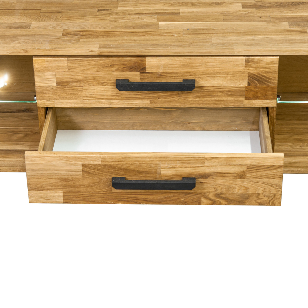 Тумба под телевизор, 220х42х55, Флеверс, напольная, массив дуба, MAKOSA