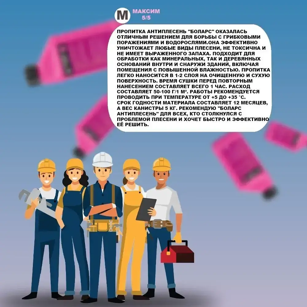 Грунтовка пропитка Боларс Антиплесень средство от плесени и грибка для стен и потолка 1 кг, 1л