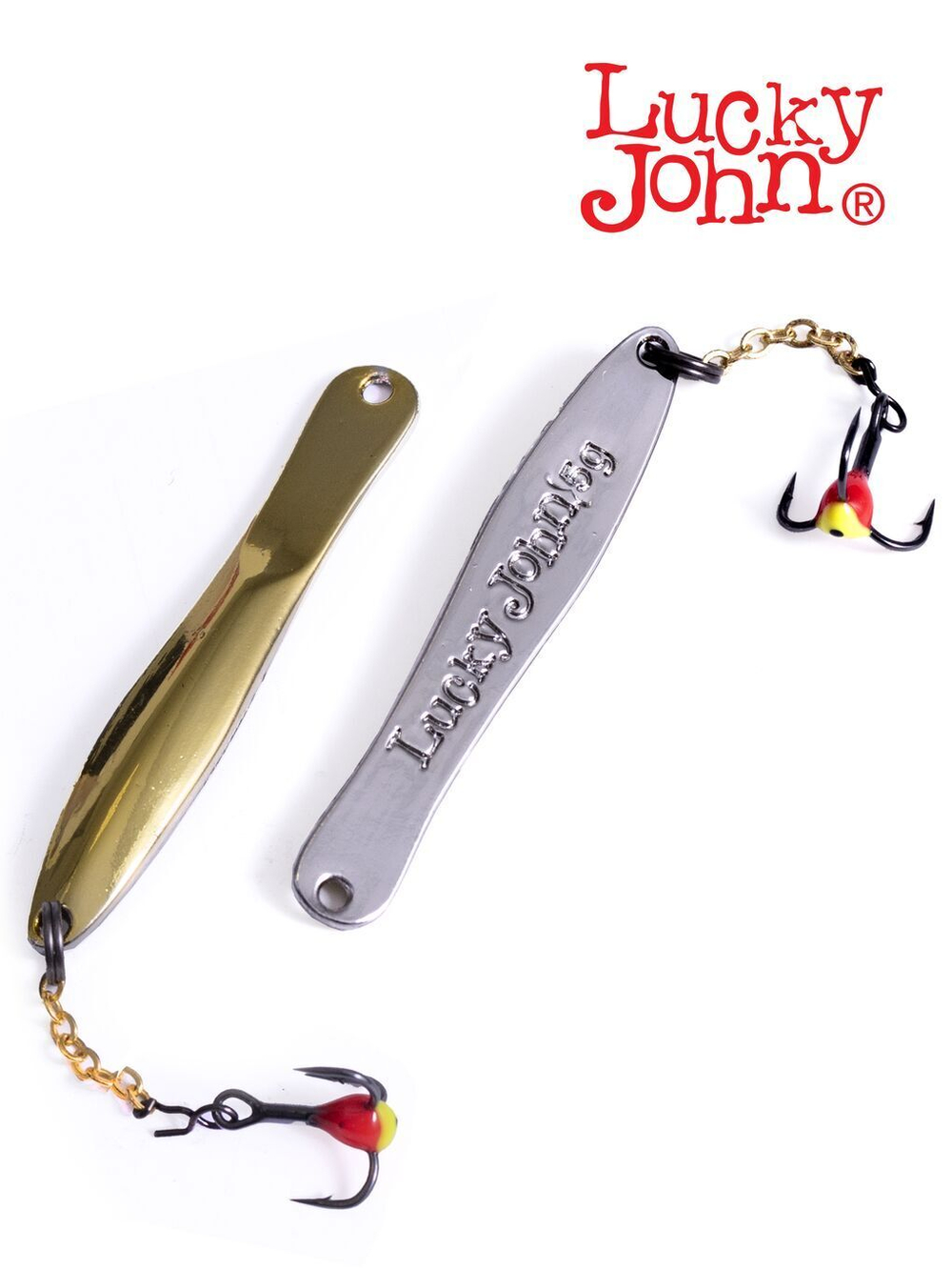 Блесна вертикальная зимняя Lucky John WALLE с цепочкой и тройником 50мм TIGER блистер
